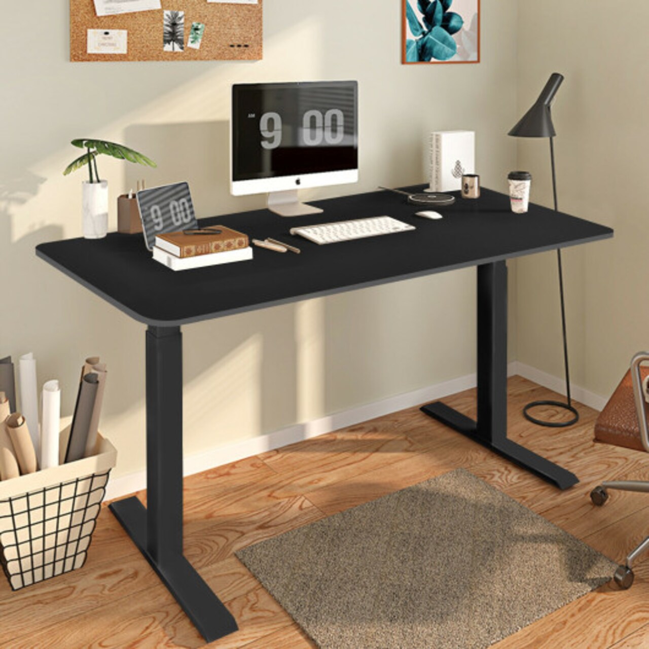 55" One-Piece Universal Tabletop for Standard and Sit to Stand Desk Frame- Black